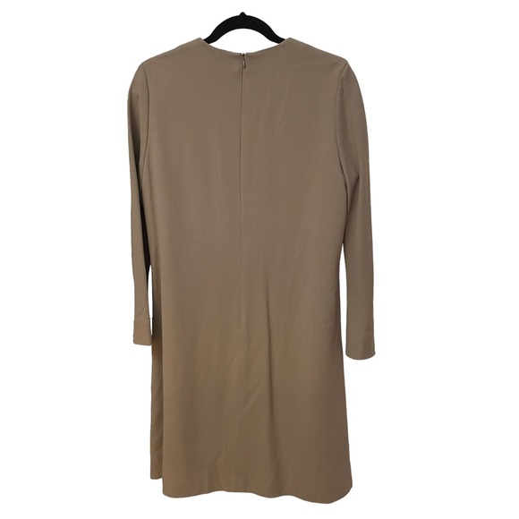 Vintage Searle Blatt Long Sleeve Flowy Tan Midi Dress Size 10 - Picture 2 of 7